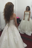 Wedding Dresses A Line Strapless Tulle With Applique Court Train