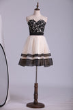 2024 New Arrival Dresses Sweetheart A Line/Princess Mini Bicolor Organza&Lace High Quality