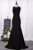 2024 New Arrival Scoop With Beading Mermaid Spandex Evening Dresses