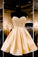 2024 A Line Sweetheart Beaded Bodice Satin Short/Mini Homecoming Dresses