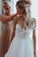 Elegant Tulle Spaghetti Straps V Neck Beaded Appliqued A-line Wedding Dresses SRS15208