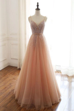 Sexy Straps Sleeveless Long Tulle Prom Dress With Beading Floor Length Sparkly Evening SRSP6ZBZ4KZ