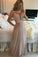 2024 New Arrival Scoop Beaded Bodice Chiffon A Line Prom Dresses