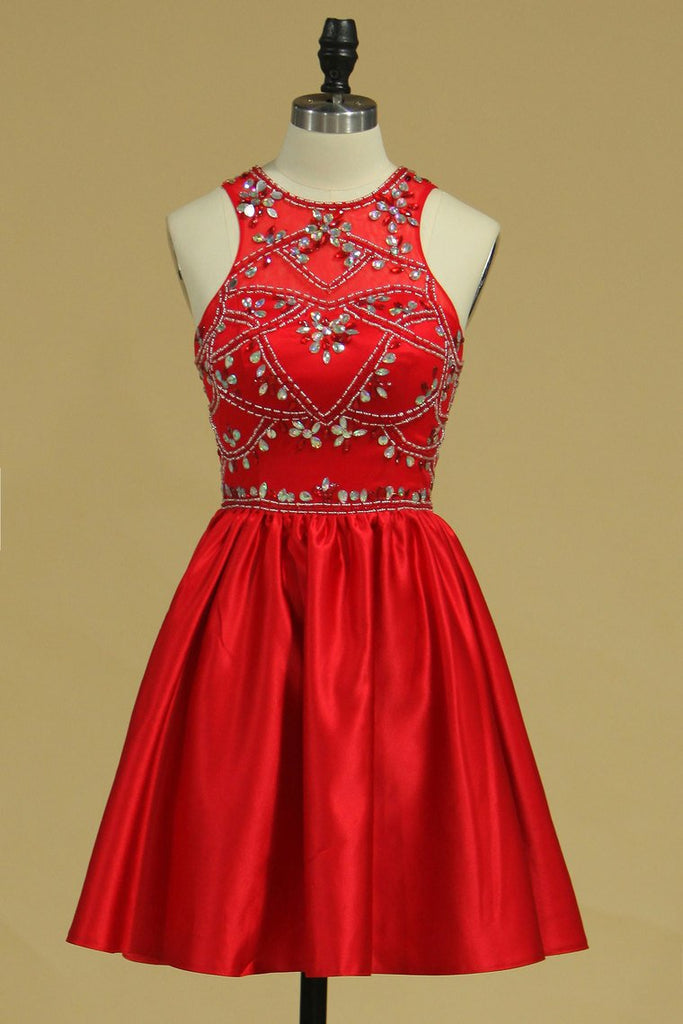 2024 New Arrival Scoop Homecoming Dresses A Line Satin