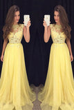 2024 Prom Dresses Scoop A Line Chiffon With Applique Zipper Up