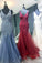 Elegant Mermaid V Neck Straps Tulle Long Prom Dresses Cheap Evening Dresses SRS14975