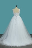 2024 Ball Gown Off The Shoulder Tulle Wedding Dresses With Beads And Handmade Flowers