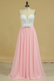2024 New Arrival Prom Dresses Scoop A Line Chiffon With Beading Sweep Train