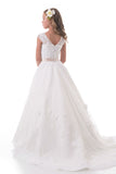 2024 New Arrival Flower Girl Dresses A Line Scoop With Applique And Beads Organza