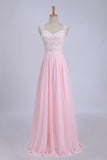 2024 V-Neck A-Line/Princess Prom Dress Tulle&Chiffon With Beads And Applique