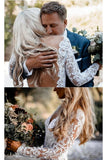 Long Sleeve V Neck Lace Wedding Dresses Vintage Mermaid Wedding Dress