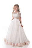 2024 Flower Girl Dresses A Line Scoop Beaded Bodice Tulle With Applique