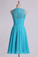 2024 Bridesmaid Dresses Classic Scoop Fitted Bodice A Line Above Knee Length Chiffon&Lace