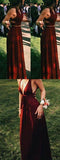 Fashion Long V-Neck Two Piece Floor Length A-Line Sleeveless Halter Prom Dresses