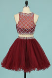 2024 Hot Selling Homecoming Dresses Scoop A-Line Beaded Bodice Tulle Short/Mini