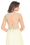 2024 Sexy Open Back Prom Dresses Scoop Chiffon With Beading A Line