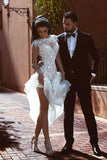 2024 Open Back Mermaid Wedding Dresses Scoop Tulle With Applique Court Train