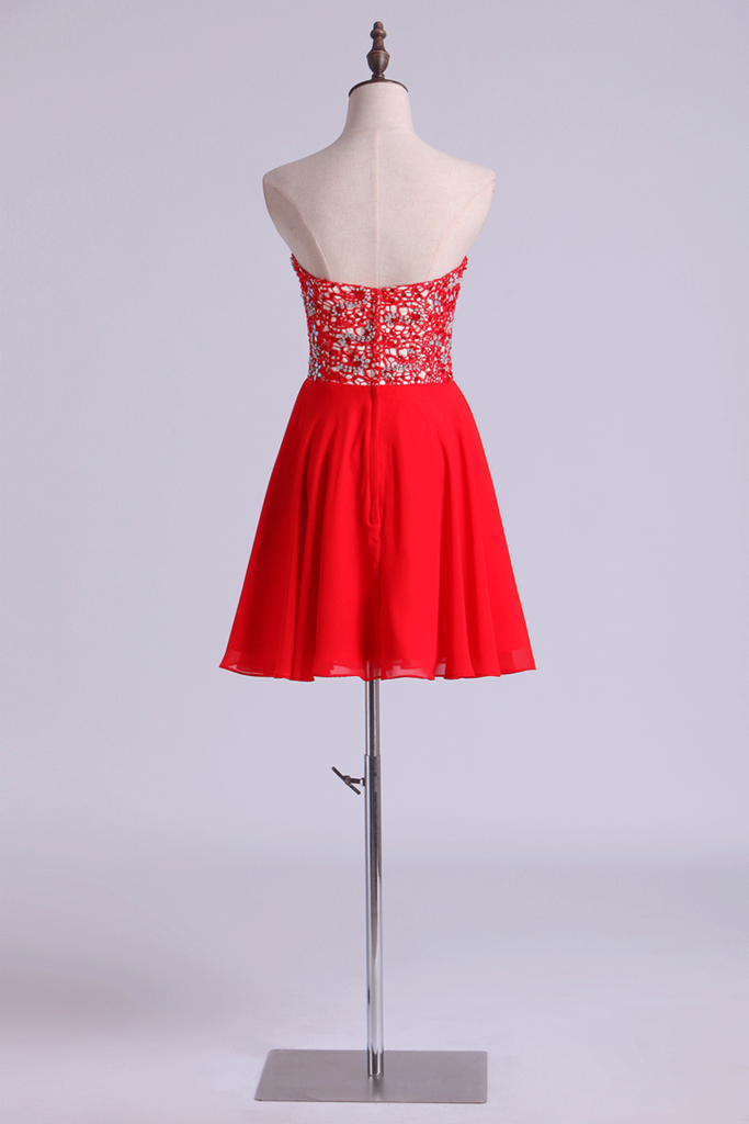 2024 Sweetheart A Line Short/Mini Homecoming Dresses Lace & Chiffon