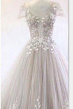 2024 Gorgeous  Wedding Dresses Scoop Neck A-Line  Tulle With Appliques Floor Length