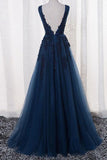 2024 New Arrival V Neck Tulle With Applique And Sash A Line Prom Dresses