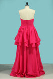 2024 A Line Sweetheart Prom Dresses Ruched Bodice Chiffon