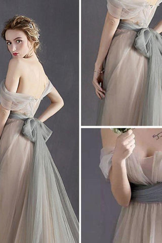 2024 Fairy Prom Dresses A-Line Floor-Length Bowknot Sexy Prom Dress/Evening Dress