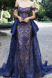 2024 Luxurious Mermaid Off The Shoulder Prom Dresses Lace Sweep Train