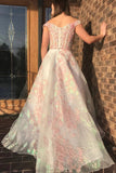 Luxury Off the Shoulder Sweetheart Pink Lace Appliques Prom Dress with SRS20424