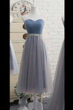 2024 Simple Prom Dress A-Line Sweetheart With Sash Tulle Tea Length