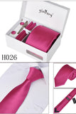 Fuchsia Tie Set Cuff Links 4 Pieces Many Colors #H026