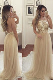 2024 Cheap Price Elegant A Line Prom Dresses Halter Open Back Tulle Sweep Train