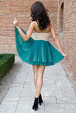 Elegant V-Neck A-Line Green Short Homecoming Dress Prom Dresses
