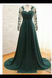 2024 Sweetheart Long Sleeves Prom Dresses With Applique & Ruffles Chiffon