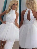 Raquel Homecoming Dresses A-Line/Princess Sleeveless Halter Beading Tulle Short/Mini Dresses