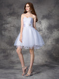 A-Line/Princess Sweetheart Ruffles Homecoming Dresses Zara Sleeveless Short Organza Dresses