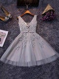 A-Line/Princess Keely Homecoming Dresses Sleeveless Straps Tulle Applique Short/Mini Dresses