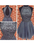 A-Line/Princess Sleeveless Scoop Beading Tulle Short/Mini Janice Homecoming Dresses Dresses