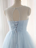 A-Line/Princess Scoop Beading Sleeveless Short/Mini Homecoming Dresses Elena Tulle Dresses