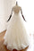 A Line Ivory V Neck Tulle Lace Half Sleeve Organza Long Prom Dresses Wedding Dress