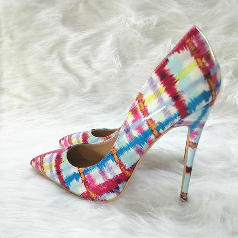 High Heels with Colorful Patterns Fashion Evening Party Shoes